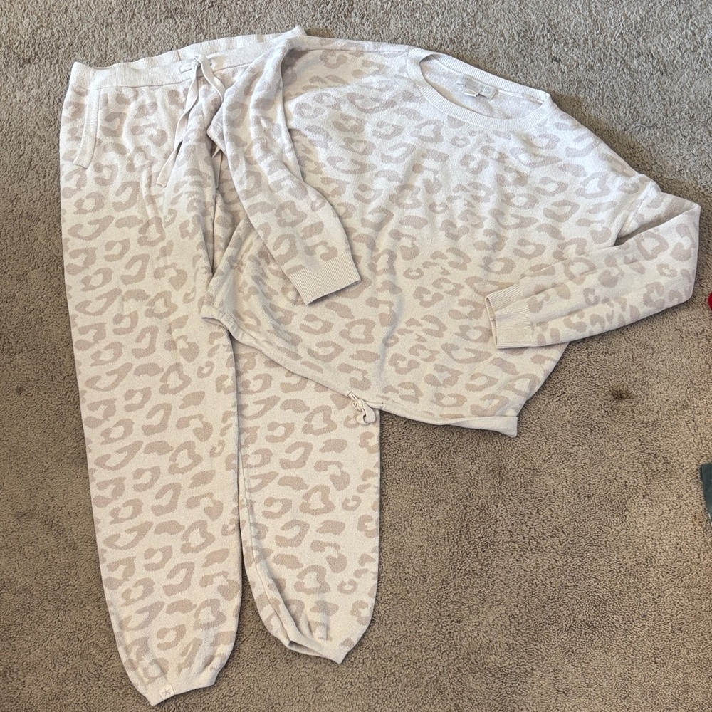 Barefoot Dreams Cream Leopard Kids Pajama Set